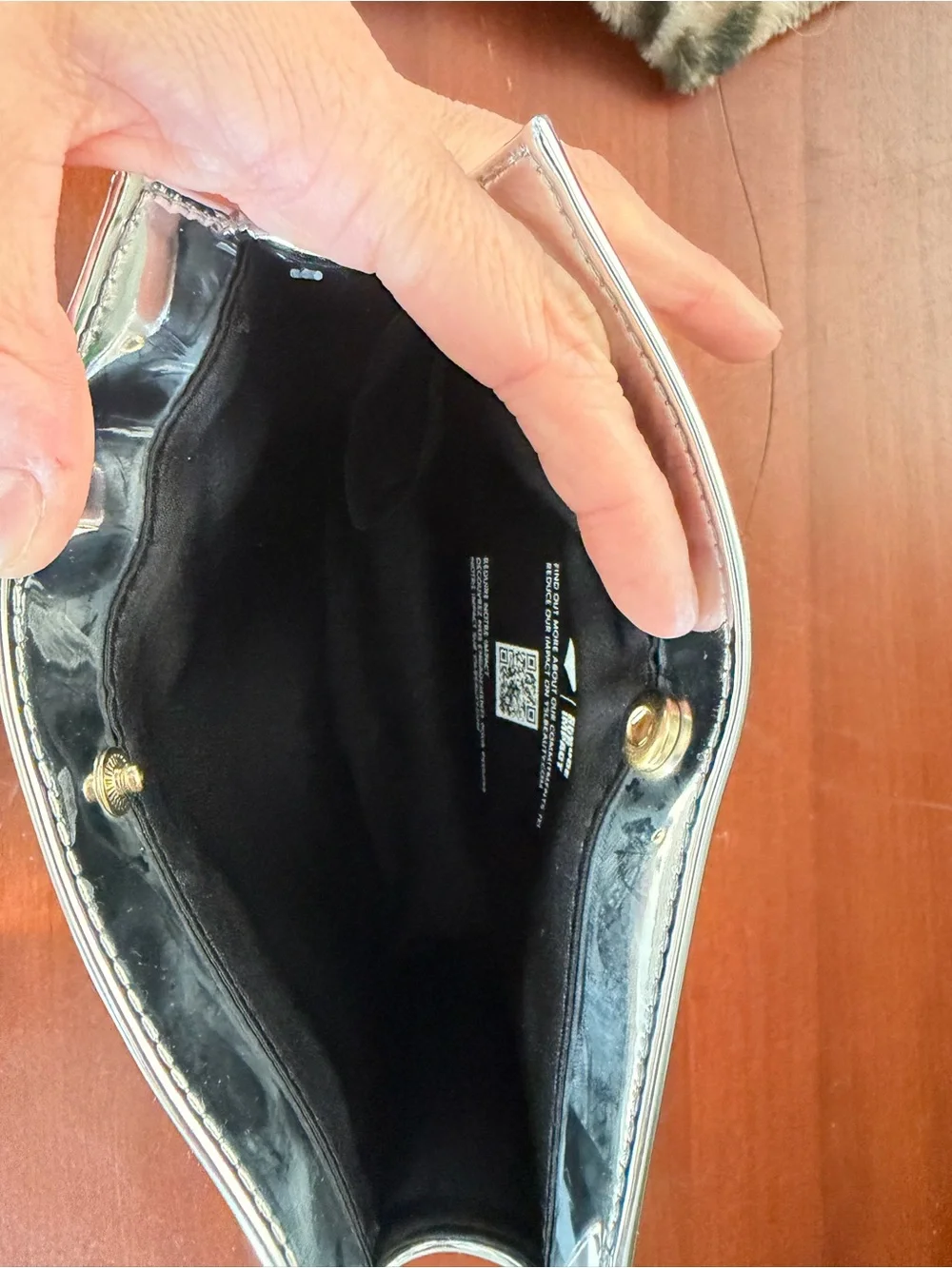 Saint Laurent Metallic Silver YSL Logo Cosmetic Pouch
